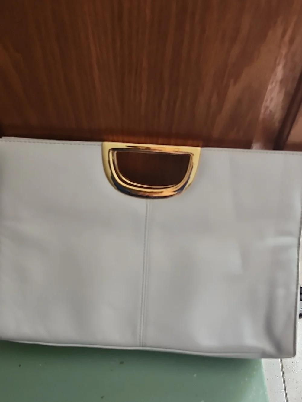 Giani Bernini White Leather Clutch with Gold Hardware